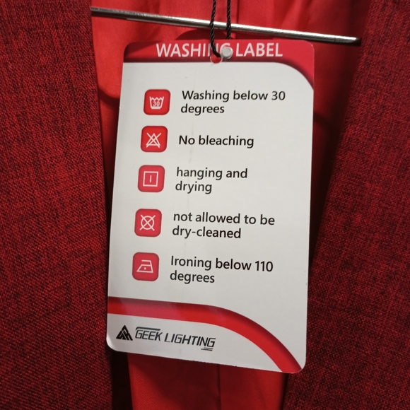 New Geek Lightning Red Single Button Dual Vent Blazer Sportcoat Size Large - Picture 11 of 14